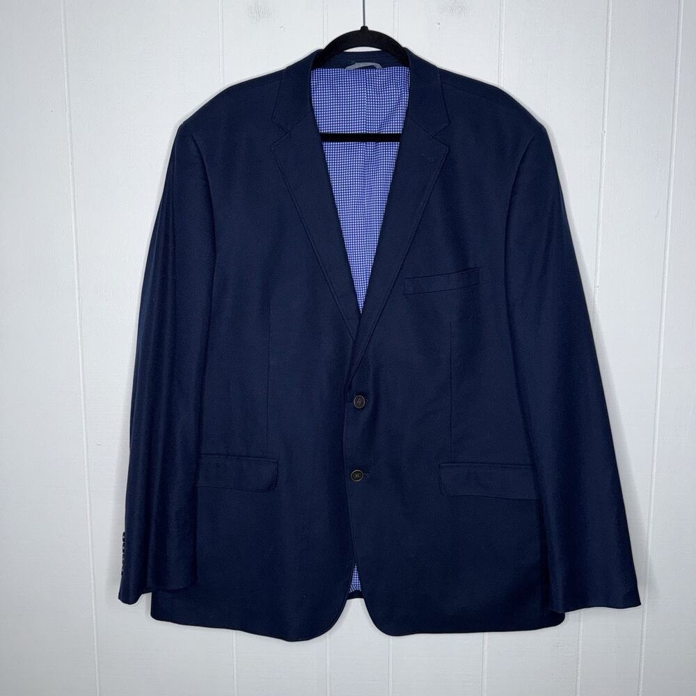 Crown & Ivy Men’s Motion Flex Blazer Sport Coat Blue Gingham Lined Size 50L
